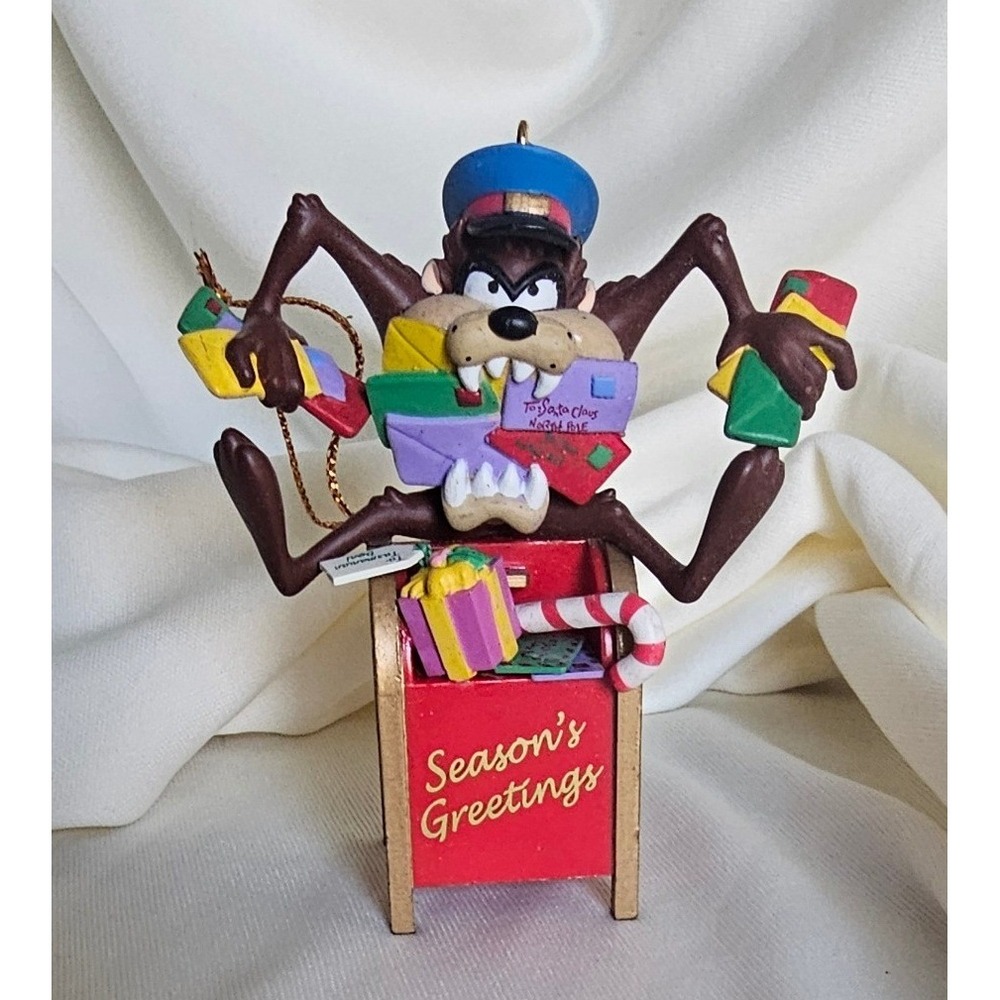 Vintage Looney Tunes Tasmanian Devil Taz Mailman Christmas Ornament Mailbox Red
